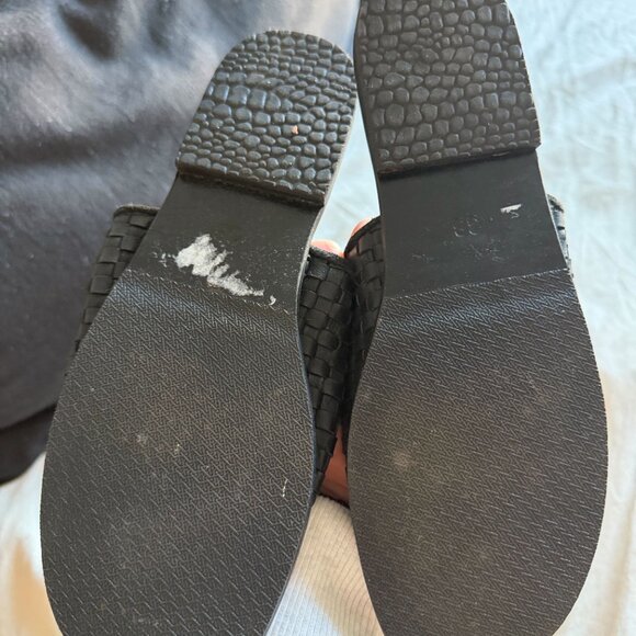 JAMES SMITH WOVEN SLIP ON SLIDES IN BLACK LEATHER - Picture 2 of 2